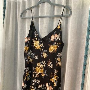 Forever 21 spaghetti strapped, sheer material; black & floral print dress Size M